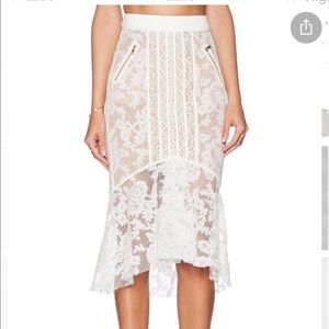 Lace Fitted Midi Skirt